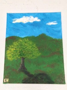 A simple acrylic I painted several years ago to brighten up our bathroom. The Met hasn't called yet...